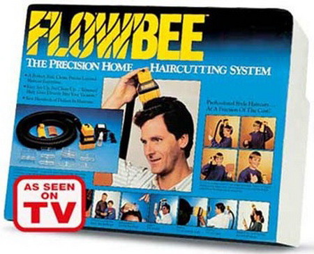 cutting hair with flowbee