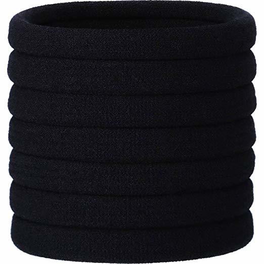 eBoot 20 Pieces Large Cotton Stretch Hair Ties Bands Rope Ponytail Holders Headband for Thick Heavy and Curly Hair (Black)