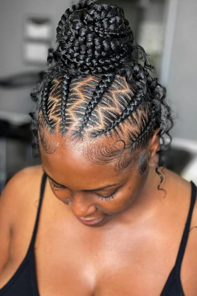 Micro Braids With a Zigzag Part