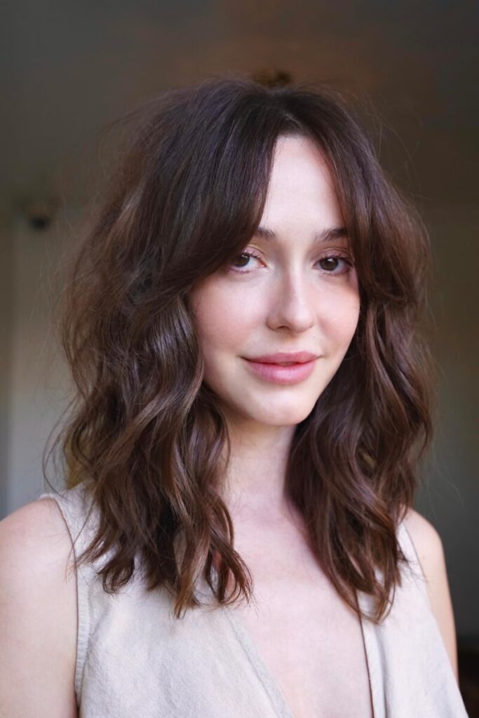 Tousled Lob With Curtain Bangs
