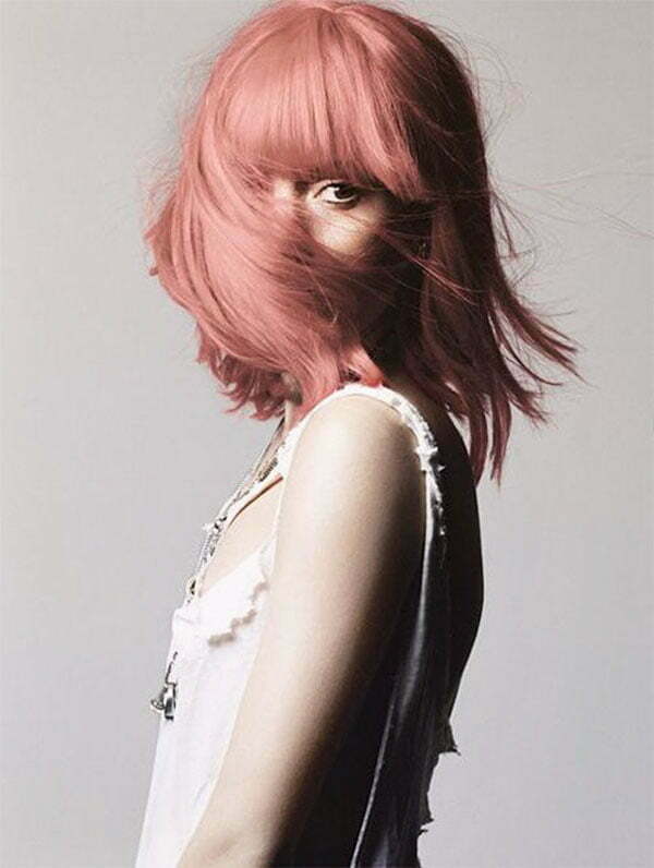beautiful pink hair woman