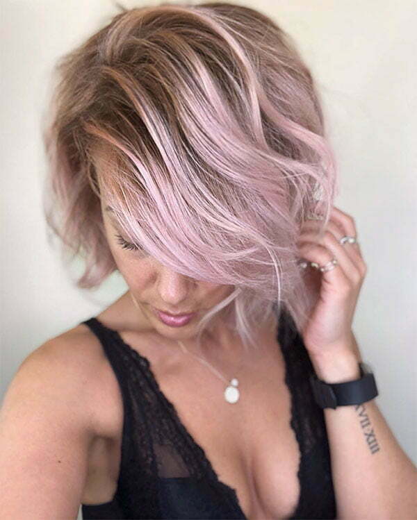 pink hair short cut