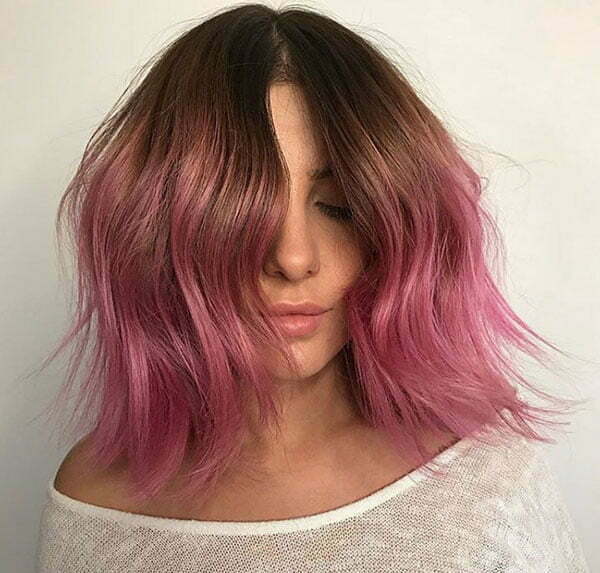 pink hair short cut