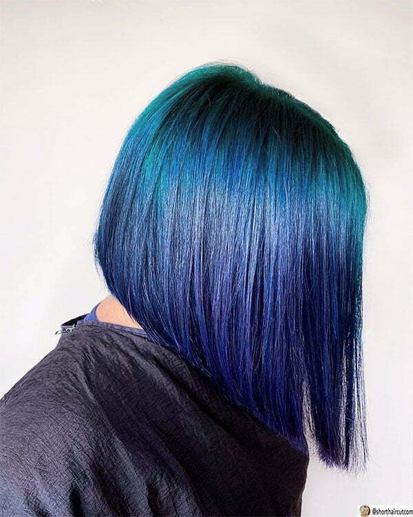 beautiful blue hair woman