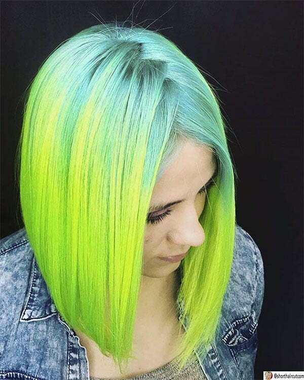 green hair colors for short hair